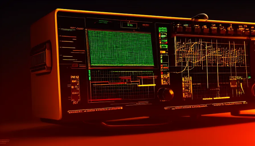 Prompt: retrofuturism old rct screen oscilloscope, old soviet machine, volumetric lighting, photorealistic rendering, artstation, redshift, octane, golden ratio