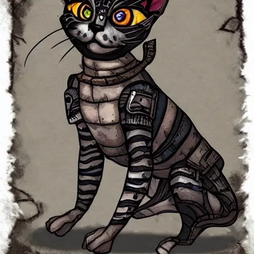 Image similar to planescape: torment art style cat concept