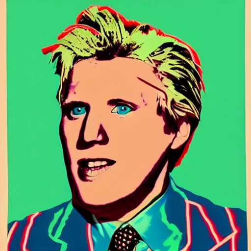 Prompt: pop art gary busey illustration by andy warhol