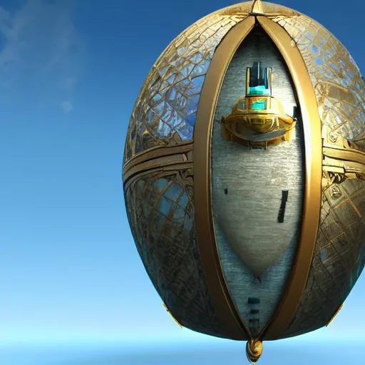 Prompt: enormous flying city in a faberge egg, sky, steampunk, fantasy art, unreal engine, unreal engine