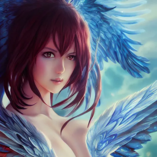 Image similar to an oil painting of a beautiful anime girl with demon wings, by artgerm and greg rutkowski, hd, hdr, ue 5, ue 6, unreal engine 5, cinematic 4 k wallpaper, 8 k, ultra detailed, high resolution, artstation, award winning