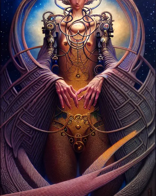 Image similar to the wise man tarot card, fantasy character portrait made of fractals, ultra realistic, wide angle, intricate details, the fifth element artifacts, highly detailed by peter mohrbacher, hajime sorayama, wayne barlowe, boris vallejo, aaron horkey, gaston bussiere, craig mullins