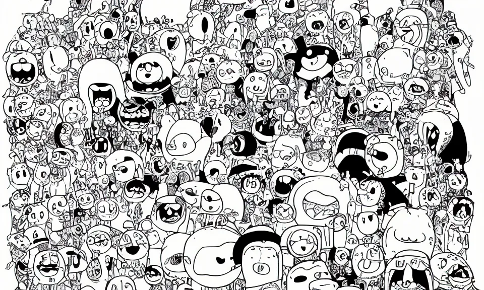 Image similar to Extremely detailed manga drawing of the cartoon Adventure Time