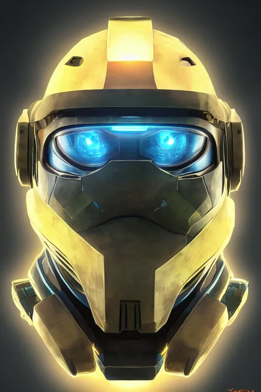 Image similar to robot ninja mask helmet halo master chief radiating a glowing aura global illumination ray tracing hdr fanart arstation by ian pesty and katarzyna da „ bek - chmiel