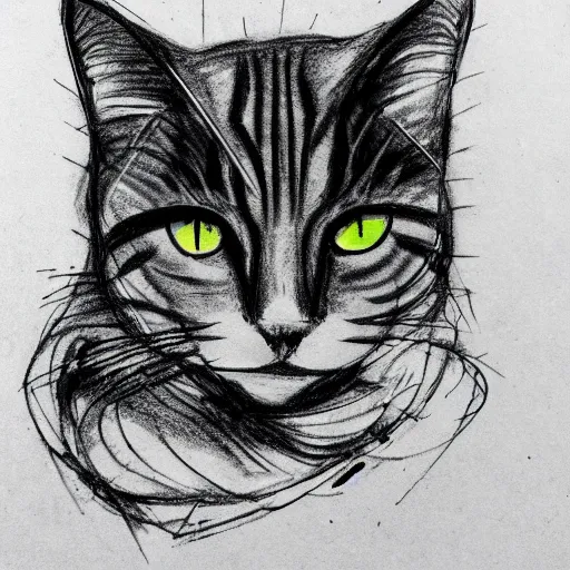 Image similar to dark ink sketch melting cat