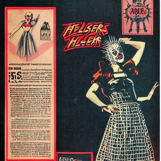 Prompt: vintage advertisement for a hellraiser themed nightgown, high resolution scan