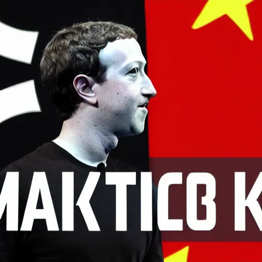 Image similar to mark zuckerberg drinking chinese tea with a banner in the background privacy please