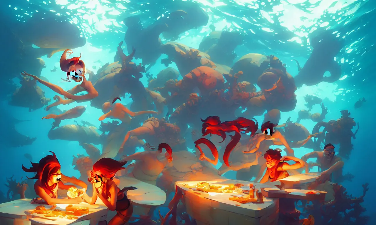 Image similar to Box of treasure laying underwater hd by Jesper Ejsing, by RHADS, Makoto Shinkai and Lois van baarle, ilya kuvshinov, rossdraws global illumination