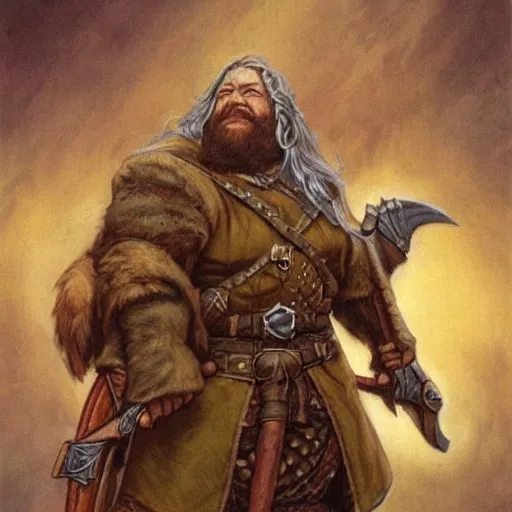 Image similar to Dwarven ranger. Epic portrait by james gurney and Alfonso mucha (lotr, witcher 3, dnd, dragon age, gladiator, scoia'tael).