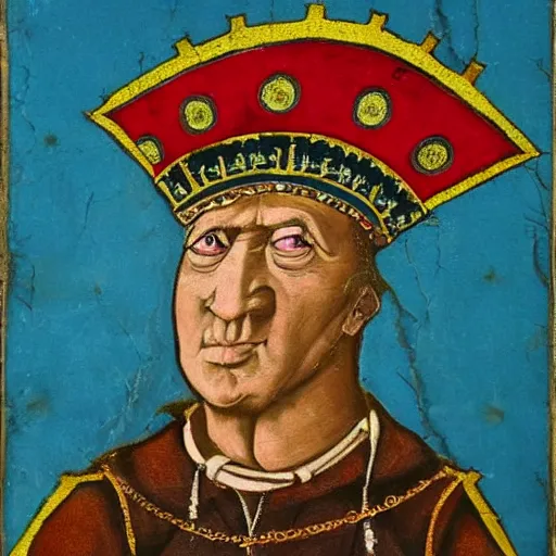 Prompt: king doland trump, medieval painting