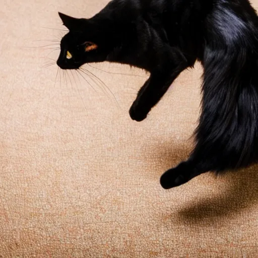 Image similar to a detailed photo of a black cat dancing in high heels