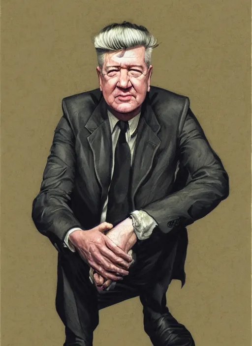 Prompt: portrait of David Lynch, highly detailed, centered, solid color background, digital painting, artstation, concept art, smooth, sharp focus, vintage grainy 1970s illustration, Basil Gogos, donato giancola, Joseph Christian Leyendecker, Les Edwards, Ed Repka, Wayne Barlowe,