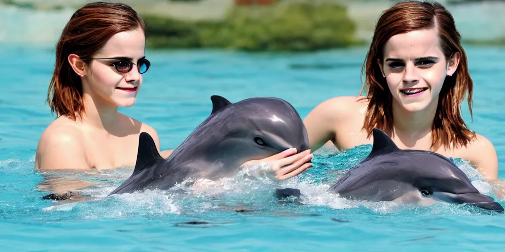 Image similar to emma watson Swim with Dolphins