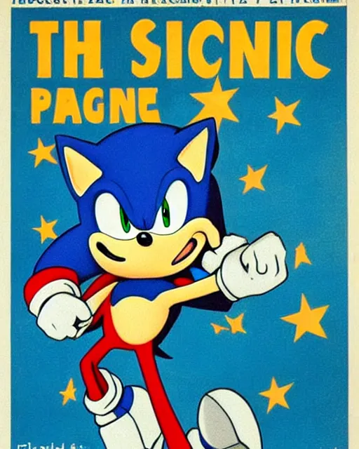 Image similar to sonic the hedgehog propaganda poster, ww 2