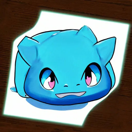 Image similar to a blue bulbasaur ~ water powers ~ digital art ~ amazing ~ trending ~