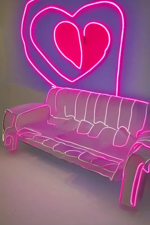 Prompt: Heart Neon Couch