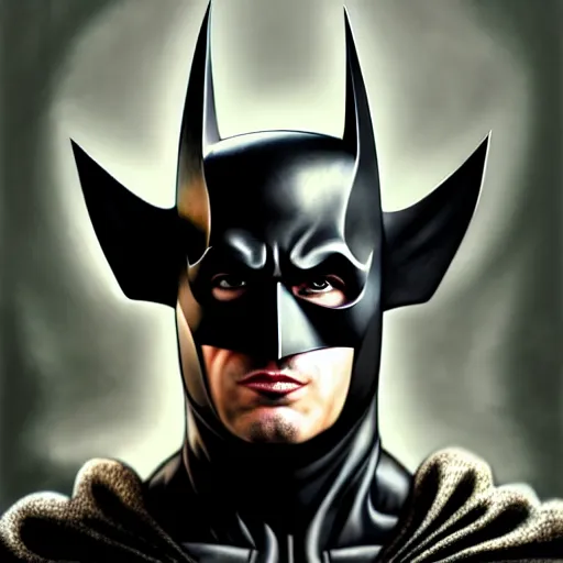 Prompt: closeup portrait shot of batman wearing steampunk goggles in a scenic dystopian environment, intricate, elegant, highly detailed, centered, digital painting, artstation, concept art, smooth, sharp focus, illustration, artgerm, tomasz alen kopera, peter mohrbacher, donato giancola, joseph christian leyendecker, wlop, boris vallejo