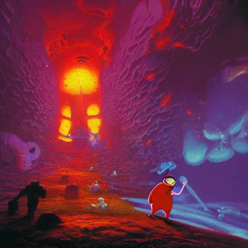 Image similar to peter griffin in hell by paul lehr and moebius