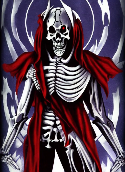 Prompt: shin megami tensei art of a demon that is a skeleton soviet soldier from 1 9 2 0 s, art by kazuma kaneko, demonic! compedium!, law aligned, digital drawing, white background, very high quality, very highly detailed