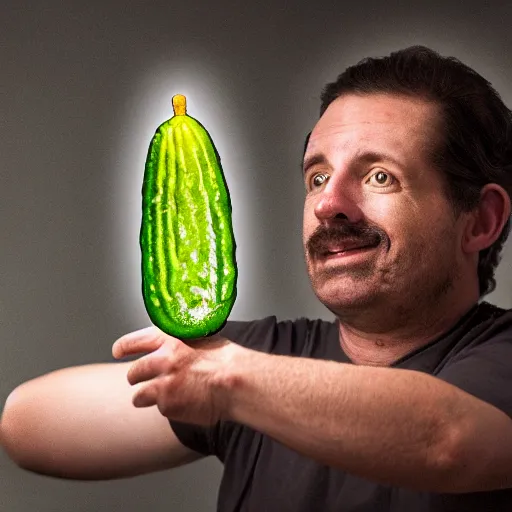 Prompt: this scientist named rick turning himself into a pickle and it ’ s the funniest shit i ’ ve ever seen, 4 k, hyper realistic, dslr, high resolution, landscape, beautiful