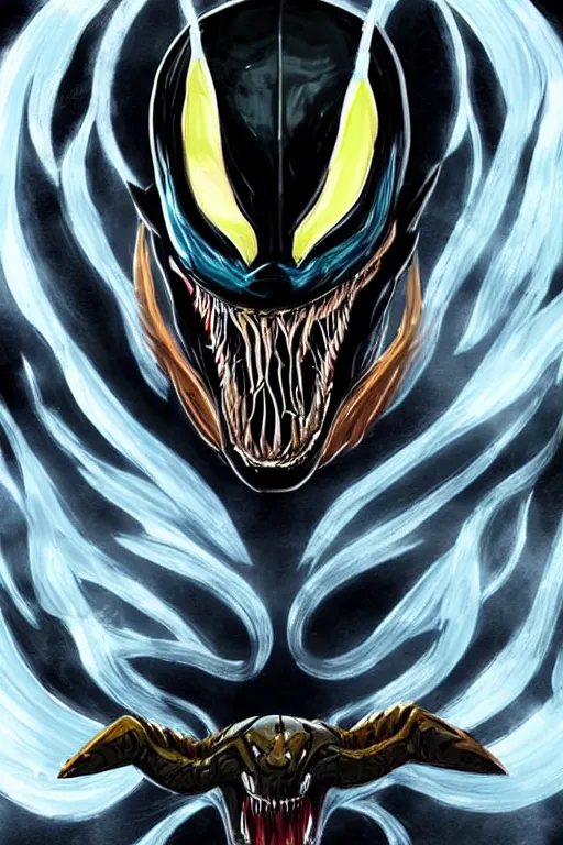 Prompt: an in game portrait of venom from the legend of zelda breath of the wild, breath of the wild art style.