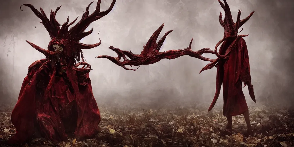 Image similar to Strange and mystical creatures scary and dangerous, concept art, inspired by Reylia Slaby, Guillermo del Toro, trending on artstation, volumetric lighting, intricate, ornate, CGsociety