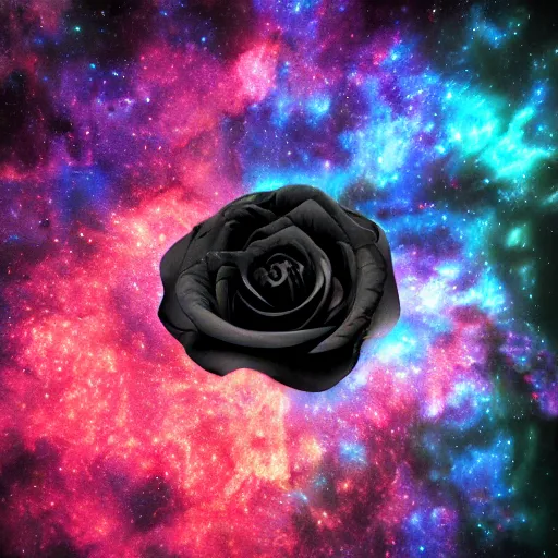 Image similar to 3 d render based on award - winning macro of a beautiful black rose made of molten magma and nebulae on black background by harold davis, highly detailed, inner glow, trending on deviantart, artstation and flickr, nasa space photography, national geographic