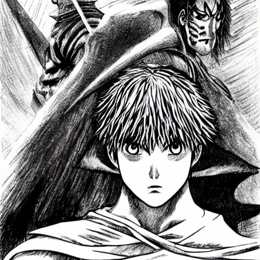 Image similar to yash as a character in berserk by kentaro miura