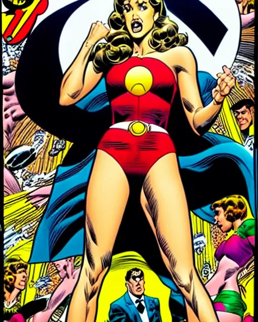 Image similar to carmine infantino comicbook cover art, jessica alba as aphrodite ix