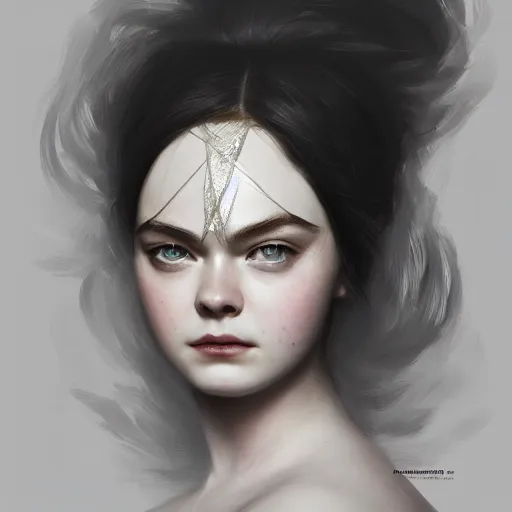 Image similar to head and shoulders portrait of modern darna, elle fanning in dark souls, intricate, elegant, dark vibes, highly detailed, digital painting, artstation, glamor pose, concept art, smooth, sharp focus, illustration, art by wlop, mars ravelo and greg rutkowski