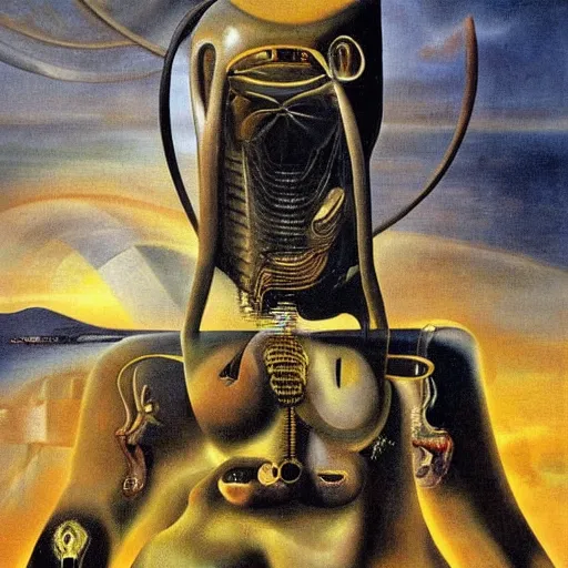 Image similar to the machine god by Dali. high quality oil painting detailed