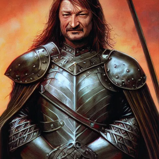 Prompt: noble warrior Boromir with his horn of Gondor by Mark Brooks, Donato Giancola, Victor Nizovtsev, Scarlett Hooft, Graafland, Chris Moore