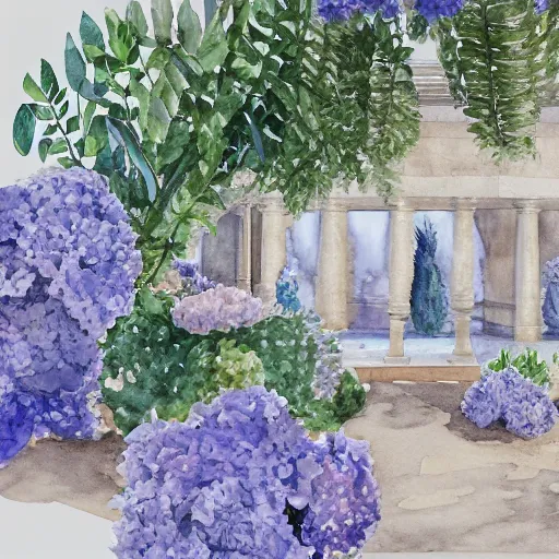 Prompt: delicate marble garden on jupiter's moon, beach volleyball babes, botanic watercolors, iridescent, 8 k wide angle, realistic shaded, fine details, artstation, italian, colonnade, oak tree, hydrangea, gardena architecture, party atmosphere