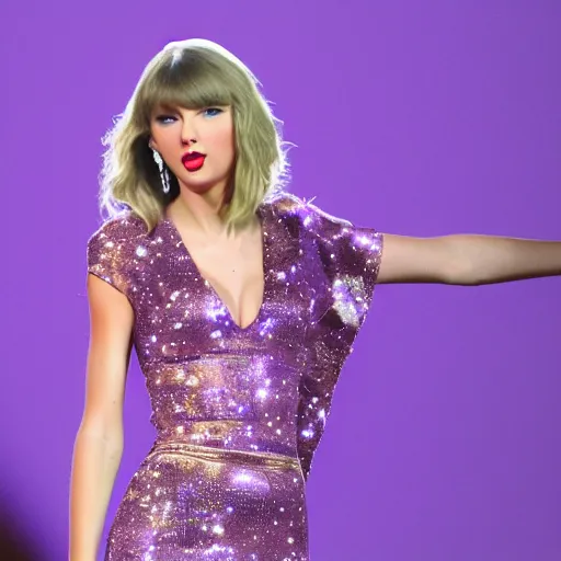 Image similar to Taylor Swift made of purple purple