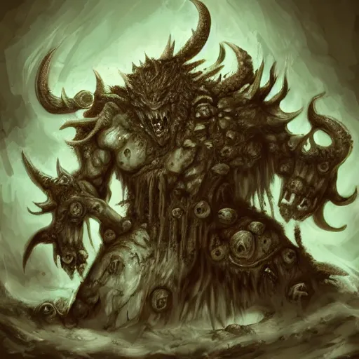 Image similar to A demon of Nurgle, highly detailed, digital art, sharp focus, trending on art station, anime art style