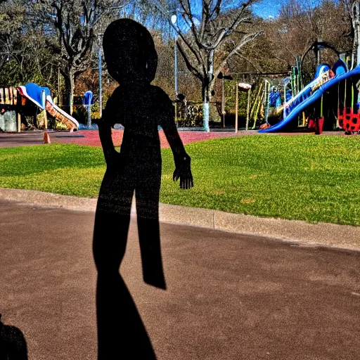 Prompt: scary shadow figure by the playground