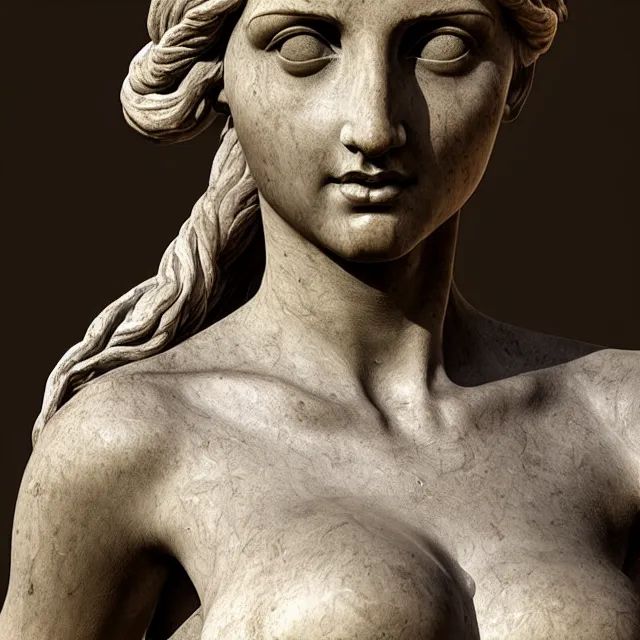 Prompt: old statue greek, young woman, full body, highly detailed, 4 k, hdr, smooth, sharp focus, high resolution, award - winning photo, artgerm, photorealistic