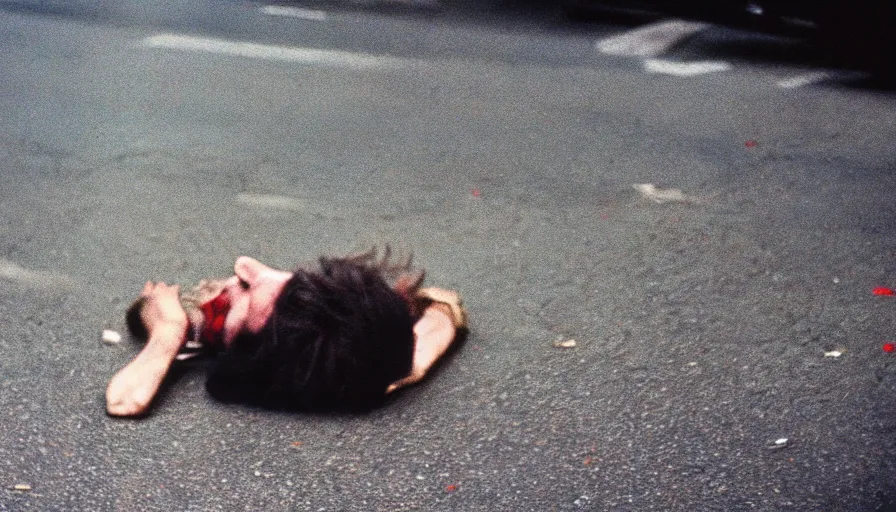 Prompt: 1 9 7 0 s movie still of maximilien de robespierre's head on the pavement with blood, cinestill 8 0 0 t 3 5 mm, high quality, heavy grain, high detail, cinematic composition, dramatic light, anamorphic, ultra wide lens, hyperrealistic