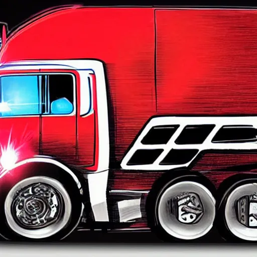 Image similar to optimus prime transforming into a truck