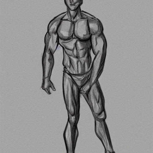 Image similar to fullbody pose study of Gigachad, pose study sketch