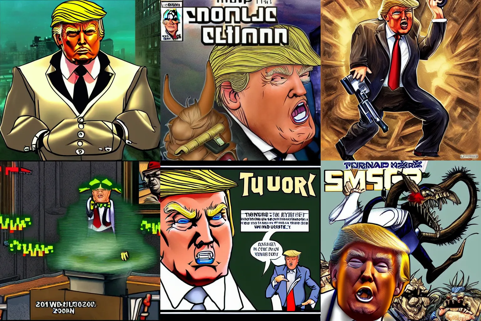 Prompt: donald trump in the style of Turok: Evolution (2002)