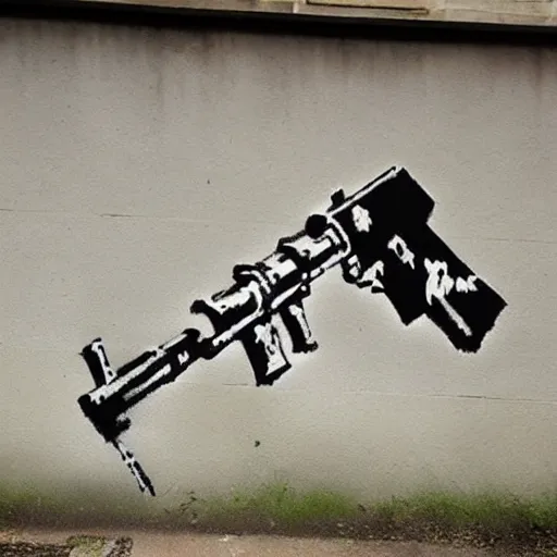 Image similar to flower gun, banksy