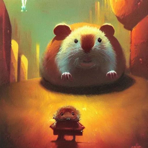 Prompt: a giant hamster by paul lehr