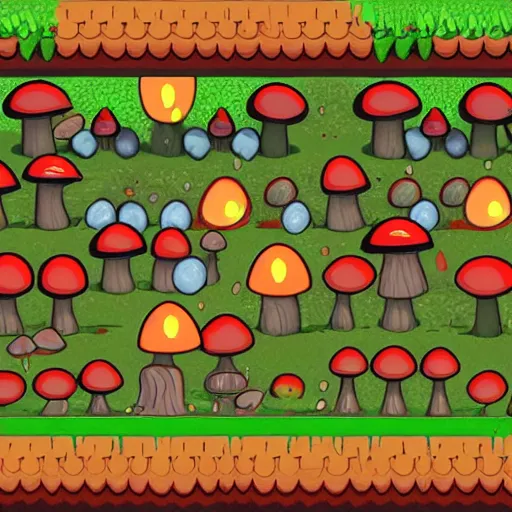 Prompt: Mushroom 2d game art