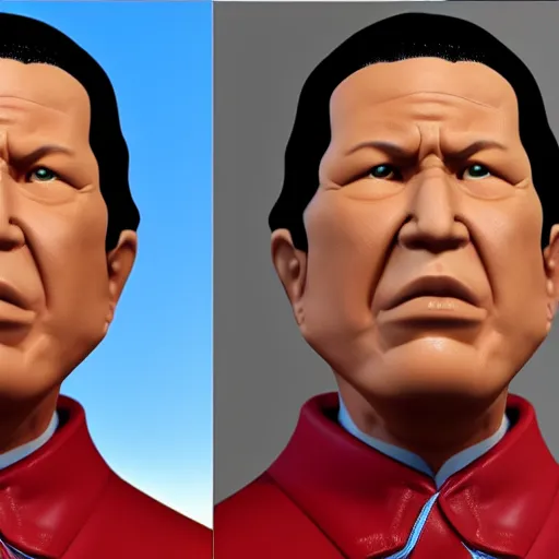Image similar to 3 d render of a hugo chavez action figure. realistic. photo. photorealistic. detailed. high quality. high resolution. lossless quality. lossless. 8 k. hdr. 4 k. 8 k resolution. 1 6 k resolution