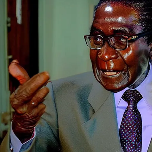 Prompt: A still of Robert Mugabe wearing a disco suit in Saturday Night Fever