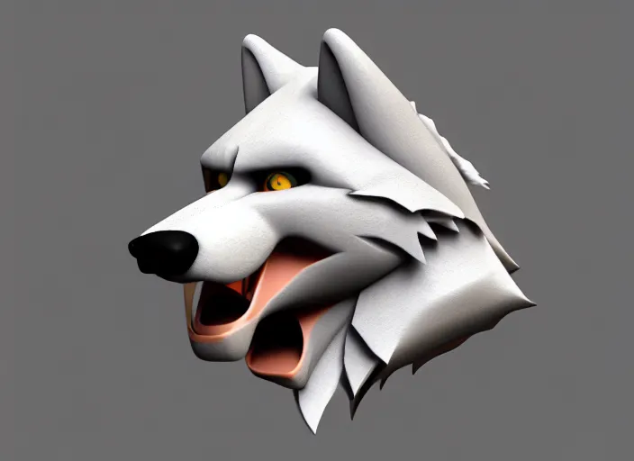 Prompt: furry wolf head, stylized stl, 3 d render, michael vicente style