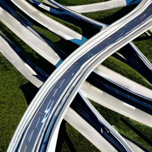 Image similar to a complicated highway interchange designed by Zaha Hadid