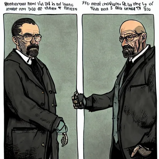 Prompt: walter white meeting lovecraft, picture, realistic