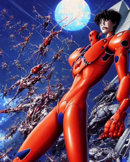 Prompt: evangelion by noriyoshi ohrai, hd, hyper detailed, 4 k